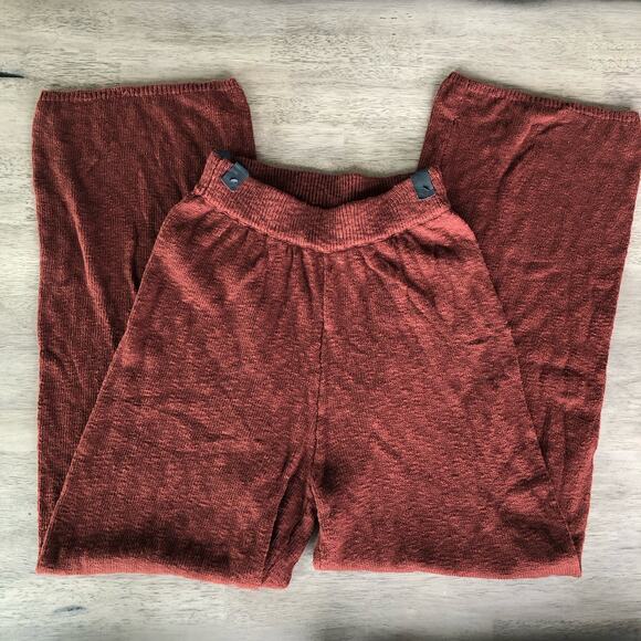 INC International Concepts Cotton Wide-Leg Sweater Pants In Deep Sienna -M - Picture 4 of 5